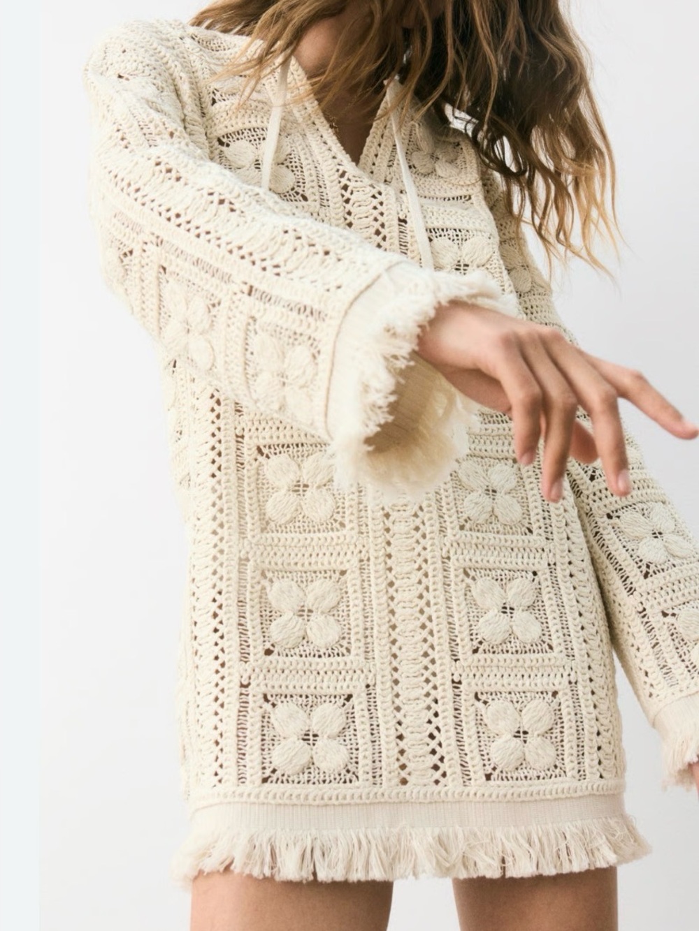 H&M Edition  Cream Crochet--Look Tunic Dress in cream, sold out